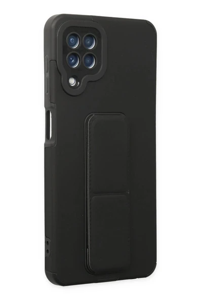 Samsung Galaxy A22 Kılıf Mega Standlı Silikon - Siyah - Resim 2