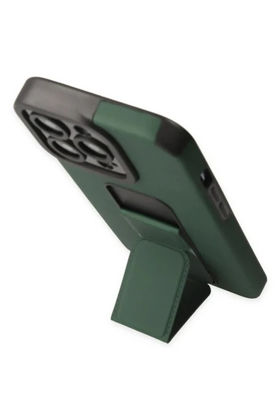 iPhone 13 Pro Max Kılıf Mega Standlı Silikon - Yeşil - Resim 3