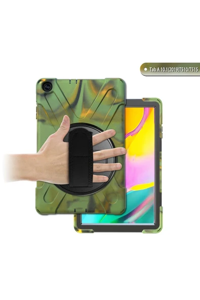 Samsung Galaxy T510 Tab A 10.1 Kılıf Amazing Tablet Kapak - Kamuflaj - Resim 4