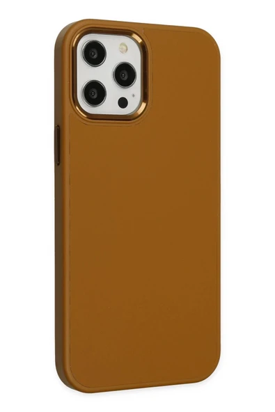 iPhone 12 Pro Max Kılıf Asya Deri Silikon - Kahverengi - Resim 2