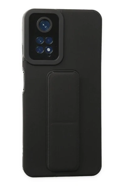 Xiaomi Redmi Note 11 Kılıf Mega Standlı Silikon - Siyah ürün görseli