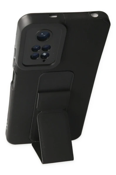 Xiaomi Redmi Note 11 Kılıf Mega Standlı Silikon - Siyah - Resim 3