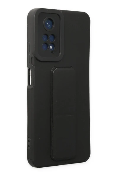 Xiaomi Redmi Note 11 Kılıf Mega Standlı Silikon - Siyah - Resim 2