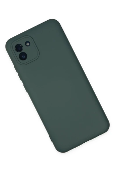 Samsung Galaxy A03 Kılıf Nano içi Kadife Silikon - Koyu Yeşil - Resim 3
