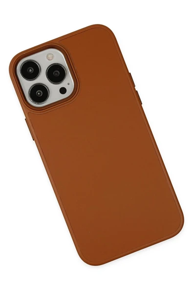 iPhone 13 Pro Kılıf Asya Deri Silikon - Kahverengi - Resim 3