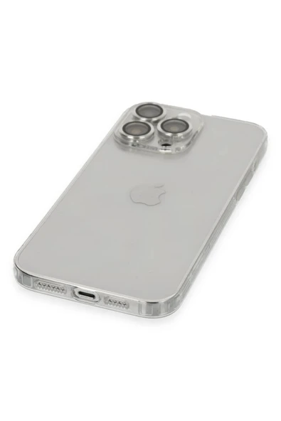 iPhone 13 Pro Max Kılıf Luko Lens Silikon - Gümüş - Resim 4