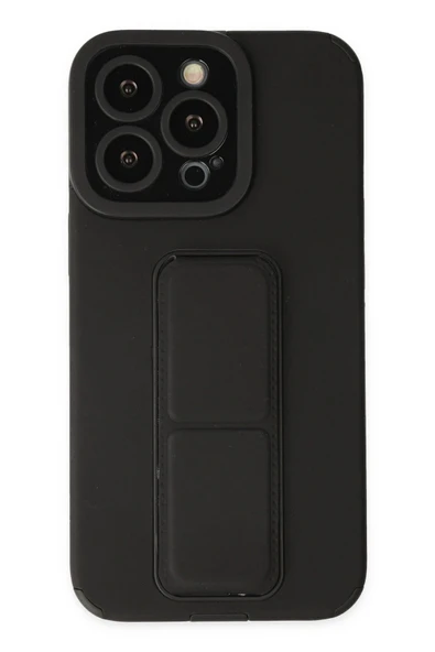 iPhone 14 Pro Kılıf Mega Standlı Silikon - Siyah ürün görseli