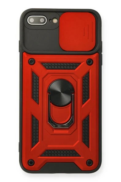 iPhone 7 Plus Kılıf Pars Lens Yüzüklü Silikon - Kırmızı ürün görseli