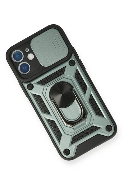 iPhone 12 Mini Kılıf Pars Lens Yüzüklü Silikon - Yeşil - Resim 2