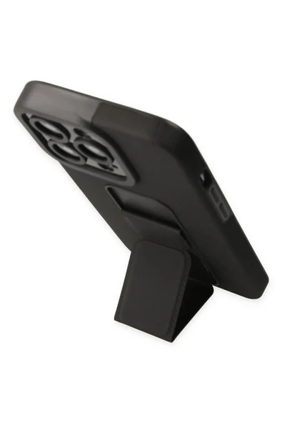 iPhone 14 Pro Kılıf Mega Standlı Silikon - Siyah - Resim 3