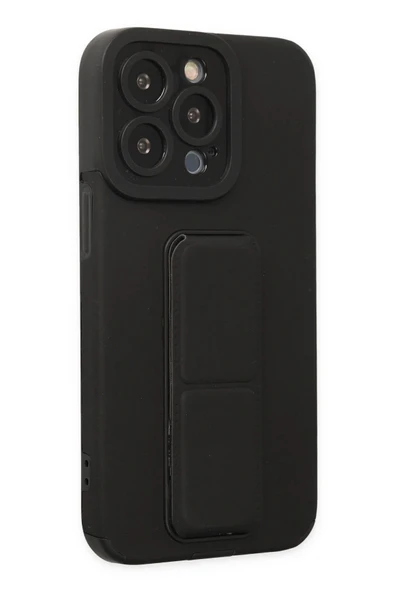 iPhone 14 Pro Kılıf Mega Standlı Silikon - Siyah - Resim 5