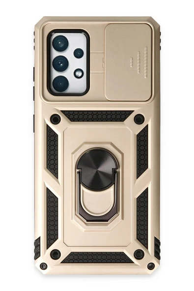 Samsung Galaxy A72 Kılıf Pars Lens Yüzüklü Silikon - Gold ürün görseli