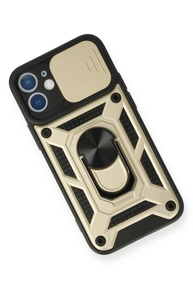 iPhone 12 Mini Kılıf Pars Lens Yüzüklü Silikon - Gold - Resim 3