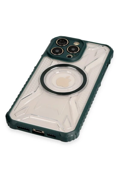 iPhone 13 Pro Kılıf Prag Magneticsafe Kapak - Koyu Yeşil - Resim 2