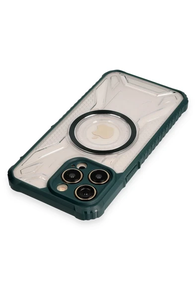 iPhone 12 Pro Kılıf Prag Magneticsafe Kapak - Koyu Yeşil - Resim 3