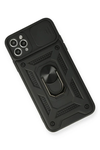 iPhone 11 Pro Kılıf Pars Lens Yüzüklü Silikon - Siyah - Resim 3