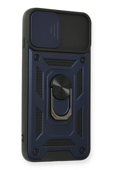 iPhone 7 Plus Kılıf Pars Lens Yüzüklü Silikon - Lacivert - Resim 2