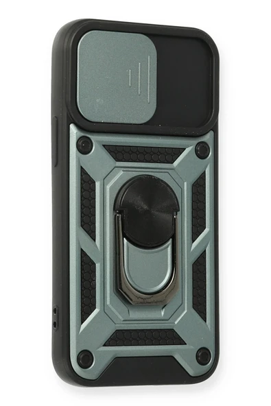 iPhone 12 Mini Kılıf Pars Lens Yüzüklü Silikon - Yeşil - Resim 3