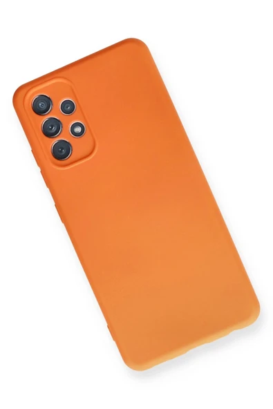Samsung Galaxy A32 Kılıf Nano içi Kadife Silikon - Turuncu - Resim 3