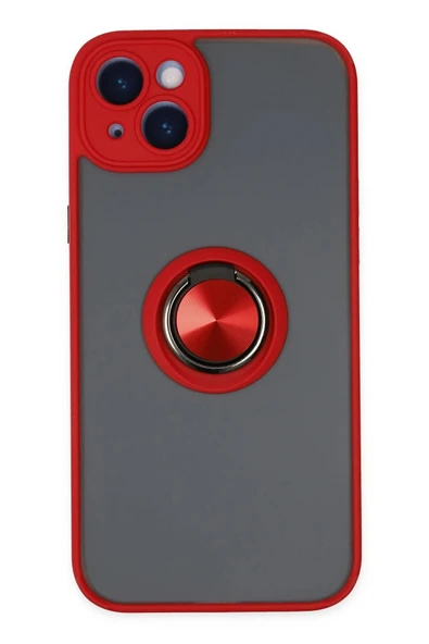 iPhone 14 Kılıf Montreal Yüzüklü Silikon Kapak - Kırmızı ürün görseli