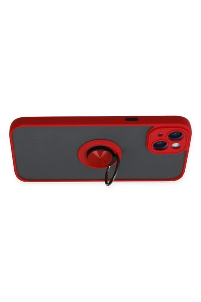 iPhone 14 Kılıf Montreal Yüzüklü Silikon Kapak - Kırmızı - Resim 4