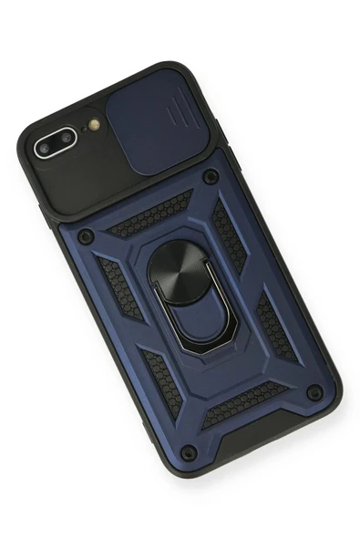 iPhone 7 Plus Kılıf Pars Lens Yüzüklü Silikon - Lacivert - Resim 3