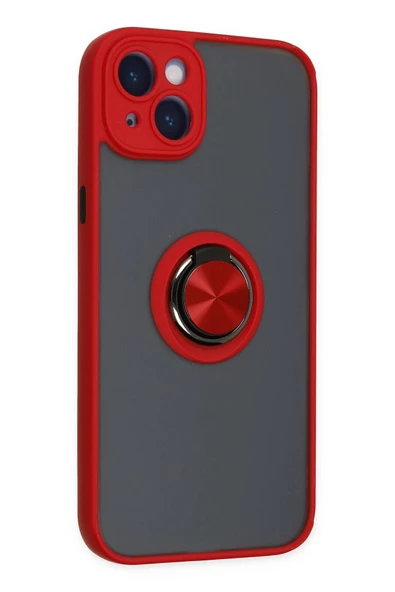 iPhone 14 Kılıf Montreal Yüzüklü Silikon Kapak - Kırmızı - Resim 2