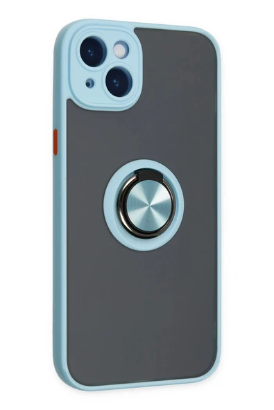 iPhone 14 Kılıf Montreal Yüzüklü Silikon Kapak - Buz Mavi - Resim 2