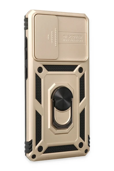 Samsung Galaxy A72 Kılıf Pars Lens Yüzüklü Silikon - Gold - Resim 3