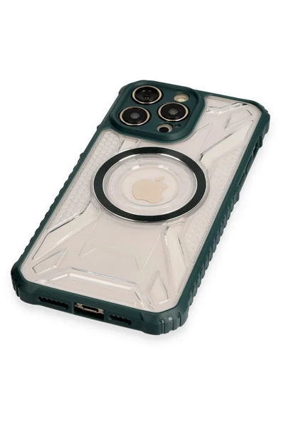 iPhone 12 Pro Kılıf Prag Magneticsafe Kapak - Koyu Yeşil - Resim 4