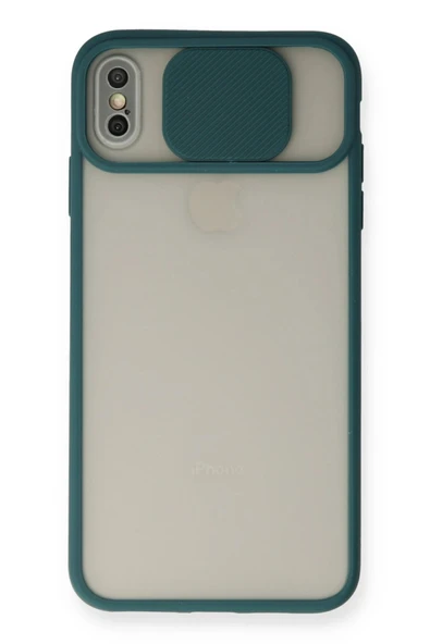 iPhone X Kılıf Palm Buzlu Kamera Sürgülü Silikon - Yeşil ürün görseli