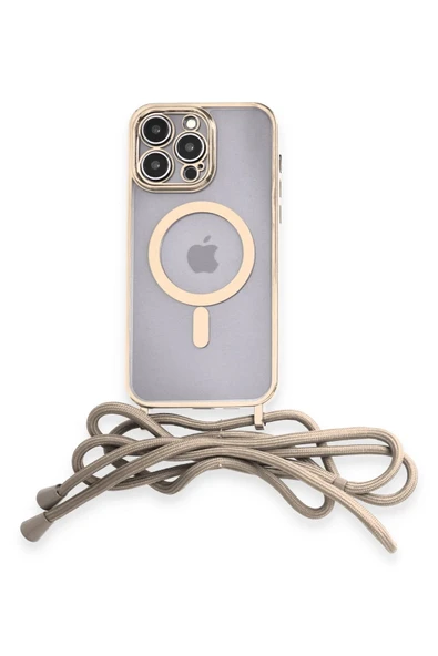 iPhone 12 Pro Max Kılıf Divo Lazer Askılı Magsafe Kapak - Gold ürün görseli