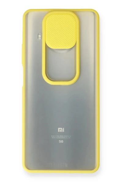 Xiaomi Mi 10T Lite Kılıf Palm Buzlu Kamera Sürgülü Silikon - Sarı - Resim 2