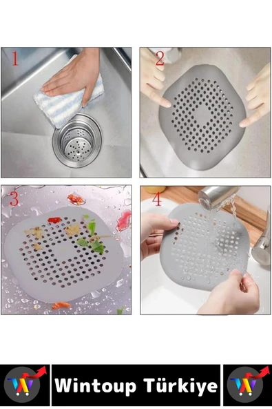 Kolay Temizlenir Mutfak Banyo Küvet Lavabo Tıkanma Önleyen Esnek Silikon Lavabo Gider Filtresi 2 Adt - 3