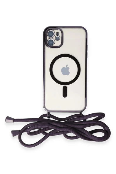 iPhone 11 Kılıf Divo Lazer Askılı Magsafe Kapak - Derin Mor ürün görseli