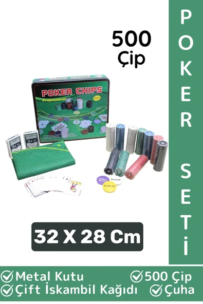 Luxery Blackjack Texas Holdem Casino 500 Poker Çipi Çift İskambil Kağıdı Metal Kutu Poker Oyunu Seti ürün görseli