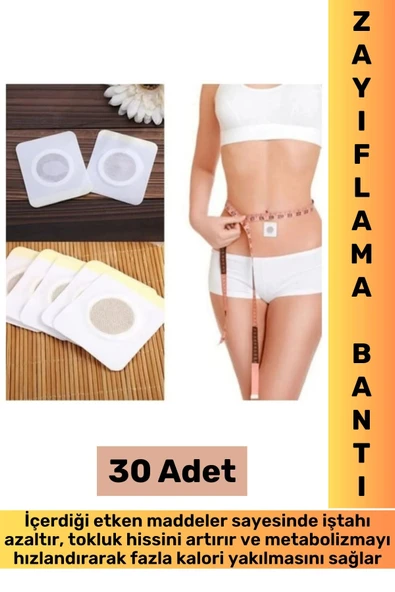 Metabolizma Hızlandıran İştah Azaltıcı Tokluk Hissi Veren Kalori Yaktıran Göbek Bandı 30 Adet