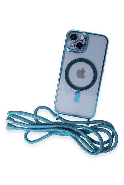 iPhone 14 Kılıf Divo Lazer Askılı Magsafe Kapak - Sierra Blue - Resim 2