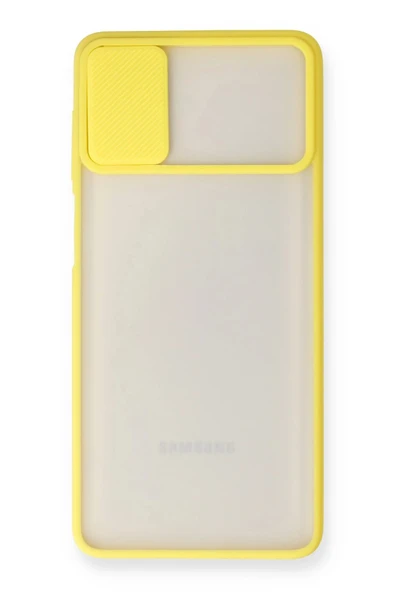 Samsung Galaxy M51 Kılıf Palm Buzlu Kamera Sürgülü Silikon - Sarı - Resim 2