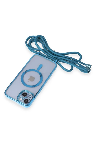 iPhone 14 Kılıf Divo Lazer Askılı Magsafe Kapak - Sierra Blue - Resim 5