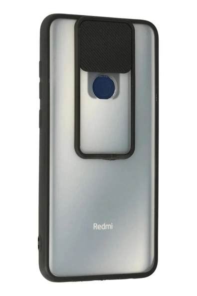 Xiaomi Redmi Note 9 Kılıf Palm Buzlu Kamera Sürgülü Silikon - Siyah - Resim 3