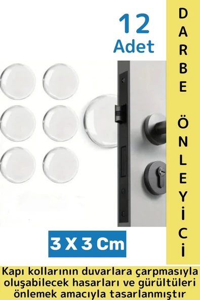 Şık Tasarım Mobilya Kapı Kolu Darbesi Kapı Durdurucu Gürültü Darbe Emici Şeffaf Silikon Ped 12 Adet