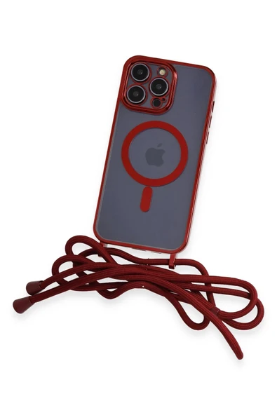 iPhone 13 Pro Kılıf Divo Lazer Askılı Magsafe Kapak - Kırmızı - Resim 3