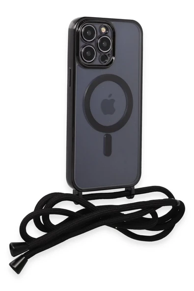 iPhone 14 Pro Kılıf Divo Lazer Askılı Magsafe Kapak - Siyah - Resim 3
