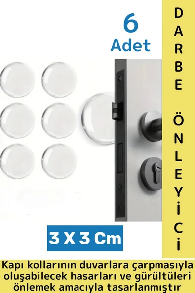Şık Tasarım Mobilya Kapı Kolu Darbesi Kapı Durdurucu Gürültü Darbe Emici Şeffaf Silikon Ped 6 Adet