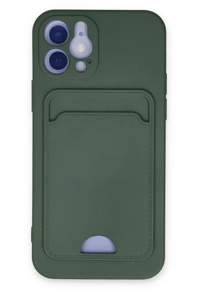 iPhone 12 Kılıf Kelvin Kartvizitli Silikon - Koyu Yeşil ürün görseli