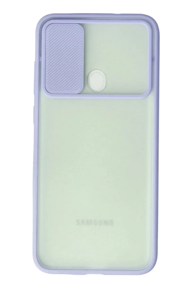 Samsung Galaxy A11 Kılıf Palm Buzlu Kamera Sürgülü Silikon - Lila - Resim 2