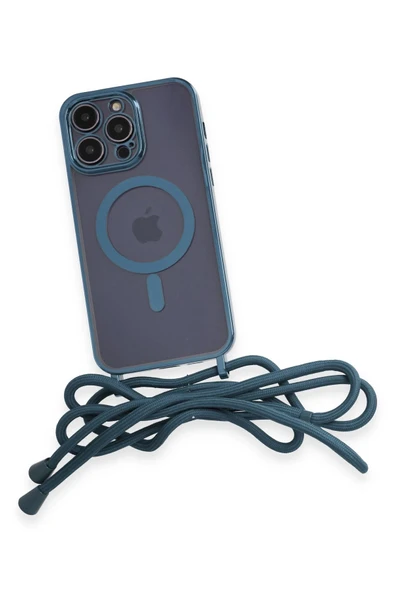 iPhone 14 Pro Max Kılıf Divo Lazer Askılı Magsafe Kapak - Sierra Blue - Resim 5