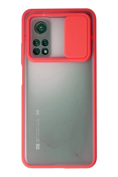 Xiaomi Mi 10T Kılıf Palm Buzlu Kamera Sürgülü Silikon - Kırmızı ürün görseli
