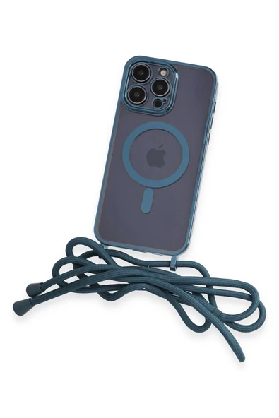iPhone 14 Pro Max Kılıf Divo Lazer Askılı Magsafe Kapak - Sierra Blue - Resim 2